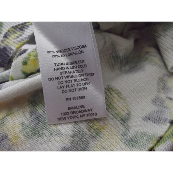 Emaline Cardigan Sweater Womens Large Button green yellow white floral gray - Picture 8 of 8